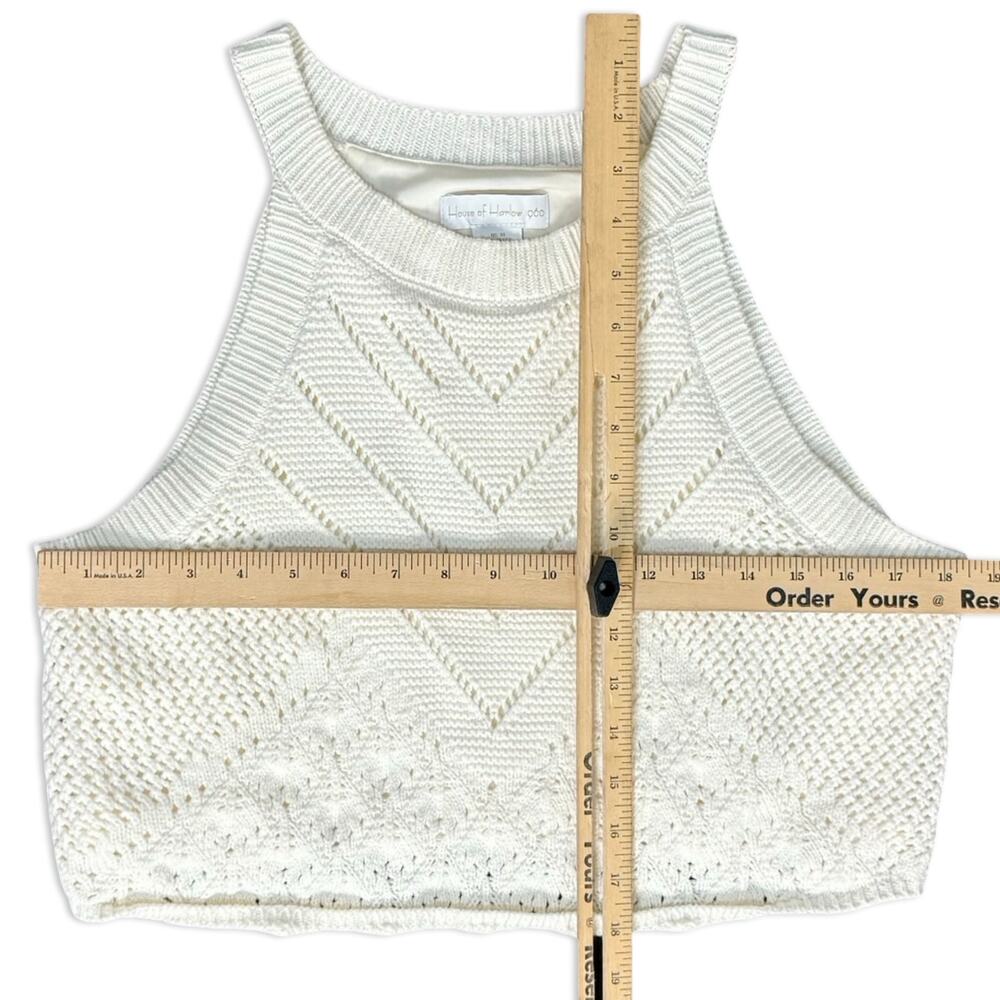 House of Harlow 1960 Cream White Knit Cotton Lined Halter Crop Top size XL - Picture 5 of 6
